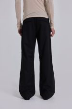 Black Pinstripe Stacked Straight Suit Pants - Image 6