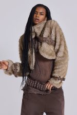 Raven Faux Fur & Leather Crop Jacket - Image 11