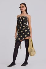 Lola Strapless Mini Dress in Polkadot Stripe - Image 9