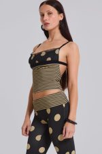 Lola Ruched Cami Top in Polkadot Stripe - Image 3