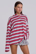 Bella Stripe Polo Top - Image 5