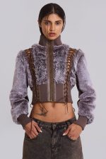 Carlotta Faux Fur Lace Up Jacket - Image 9