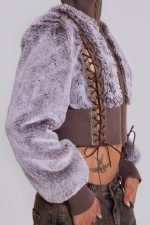 Carlotta Faux Fur Lace Up Jacket - Image 12