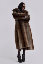 Agyness Brown Faux Fur Coat - Image 4