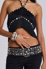 Asha Fringed Top With Buttons - Image 2