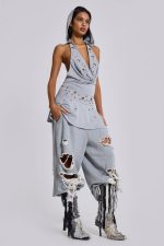 Maxing Hooded Mini Dress With Eyelets - Image 3
