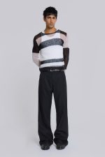 Black Stacked Bootcut Suit Pants - Image 3