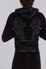 Angel Black Velour Zip Hoodie - Image 4