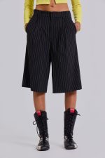 Black Pinstripe Goliath Shorts - Image 9