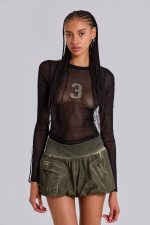 3’S A Crowd Diamante Mesh Top - Image 9