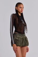 3’S A Crowd Diamante Mesh Top - Image 6