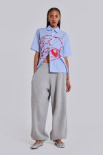 Grey Marl Cuffed Baggy Monster Joggers - Image 7