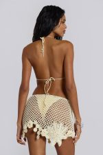 Stone Crochet Asymmetric Mini Skirt - Image 6