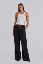 Black Pinstripe Goliath Suit Pants - Image 4