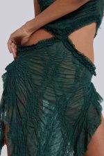 Gaia Scrunch Lace Midi Dress in Forest Green - Image 8