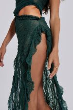 Gaia Scrunch Lace Midi Dress in Forest Green - Image 7