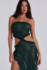 Gaia Scrunch Lace Midi Dress in Forest Green - Image 5