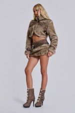 Raven Faux Fur & Leather Skirt - Image 2