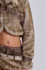 Raven Faux Fur & Leather Crop Jacket - Image 6