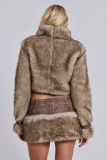 Raven Faux Fur & Leather Crop Jacket - Image 2