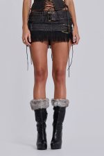 Odile Faux Leather & Suede Mini Skirt - Image 4