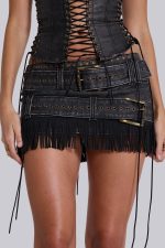 Odile Faux Leather & Suede Mini Skirt - Image 3