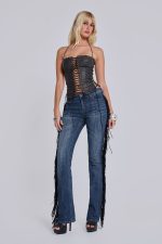 Odile Black Faux Leather Lace Up Corset - Image 15