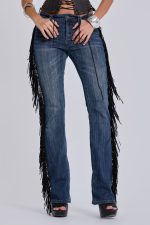 El Topo Fringe Bootcut Jeans in Blue Wash - Image 7