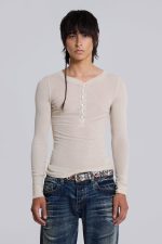 Oatmeal Haze Henley Top - Image 2