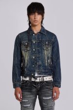 Creased Wash Stud Denim Jacket - Image 3