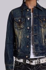 Creased Wash Stud Denim Jacket - Image 6