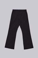 Black Pinstripe Stacked Bootcut Suit Pants - Image 2