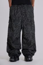 Charcoal Leopard Parachute Pants - Image 10