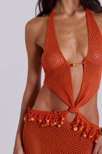 Naida Beaded Crochet Maxi Dress - Image 3