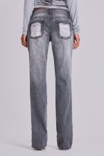 Zain Shredded Bootcut Jeans in Grey - Image 3