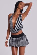 Orla Striped Puffball Mini Skirt - Image 10