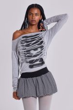 Orla Striped Puffball Mini Skirt - Image 12