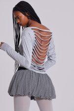 Orla Striped Puffball Mini Skirt - Image 13
