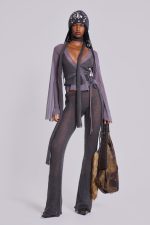 Leila Knit Mesh Wrap Top - Image 3