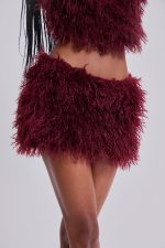 Haka Mongolian Faux Fur Mini Skirt in Wine - Image 11