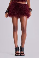 Haka Mongolian Faux Fur Mini Skirt in Wine - Image 12