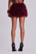 Haka Mongolian Faux Fur Mini Skirt in Wine - Image 13