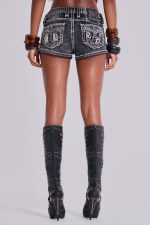 Rock Revival Denim Mini Shorts in Washed Black - Image 5
