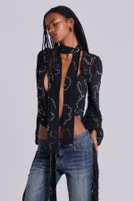 Silvra Embellished Wrap Top - Image 7