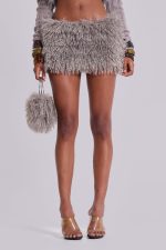 Haka Mongolian Faux Fur Mini Skirt in Grey - Image 6
