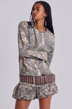Woodland Camo Waffle Long Sleeve Top - Image 2