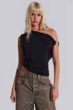 Dare To Drape Top in Black - Image 3