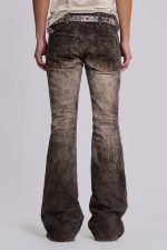Brown Creased Drift Flared Jeans - Image 4