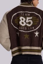 Brown Team 85 Knitted Bomber Jacket - Image 7