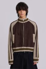 Brown Team 85 Knitted Bomber Jacket - Image 6